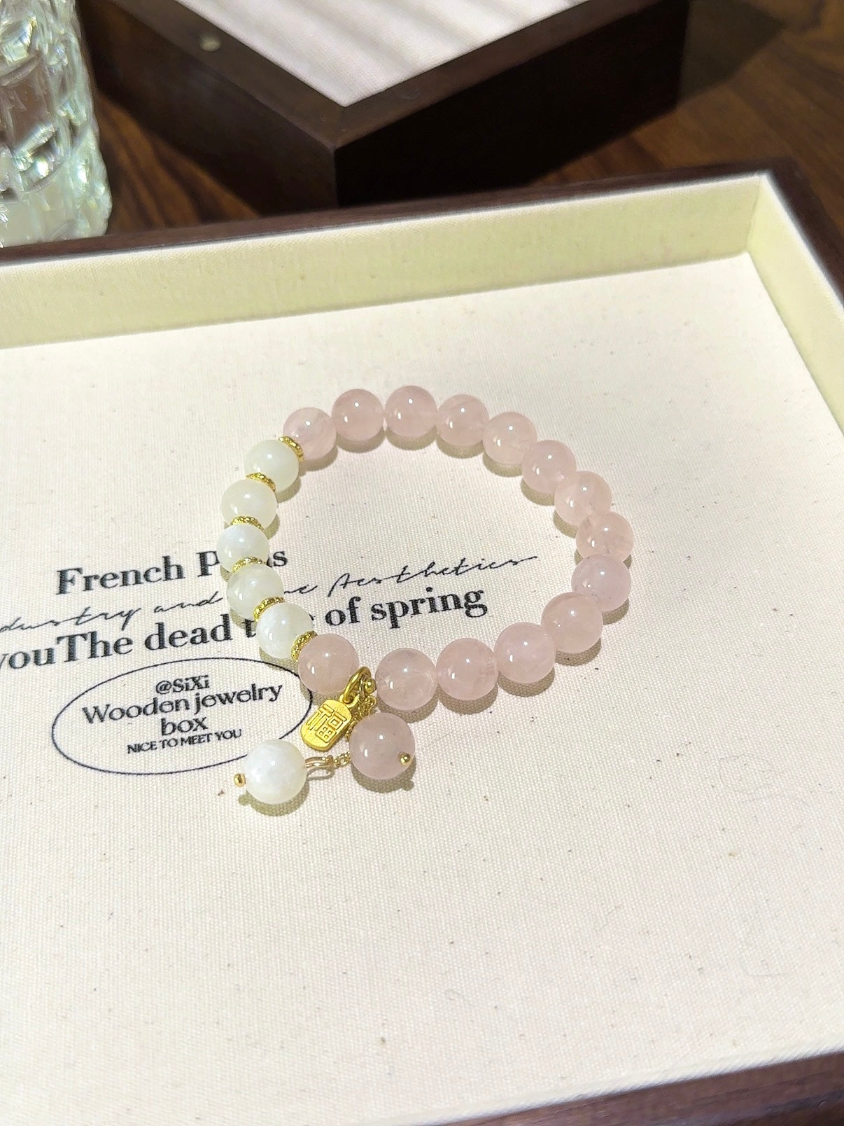 ▫️▪️ Pink crystal blue moonlight bracelet
